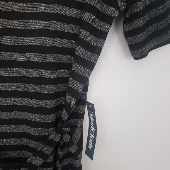 Modcloth Womens Short sleeve Gray Black Striped Tie Waist Maxi Dress Size M - Picture 5 of 8